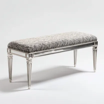 Banc de lit en tissu 120x40x48 cm - noir-blanc - style classique pour chambre-Abodearo