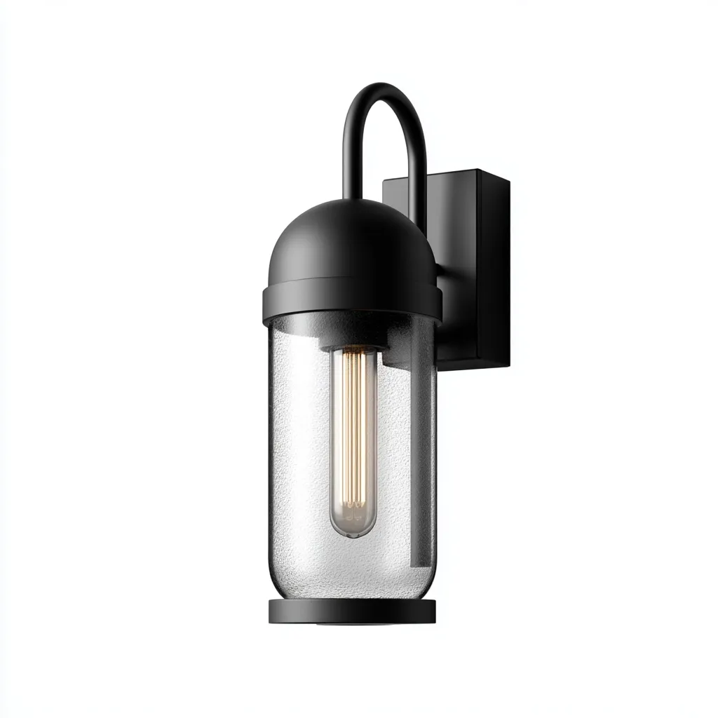 Applique murale Métal-Verre 30x13 cm - Noir-Transparent - Style moderne-Abodearo