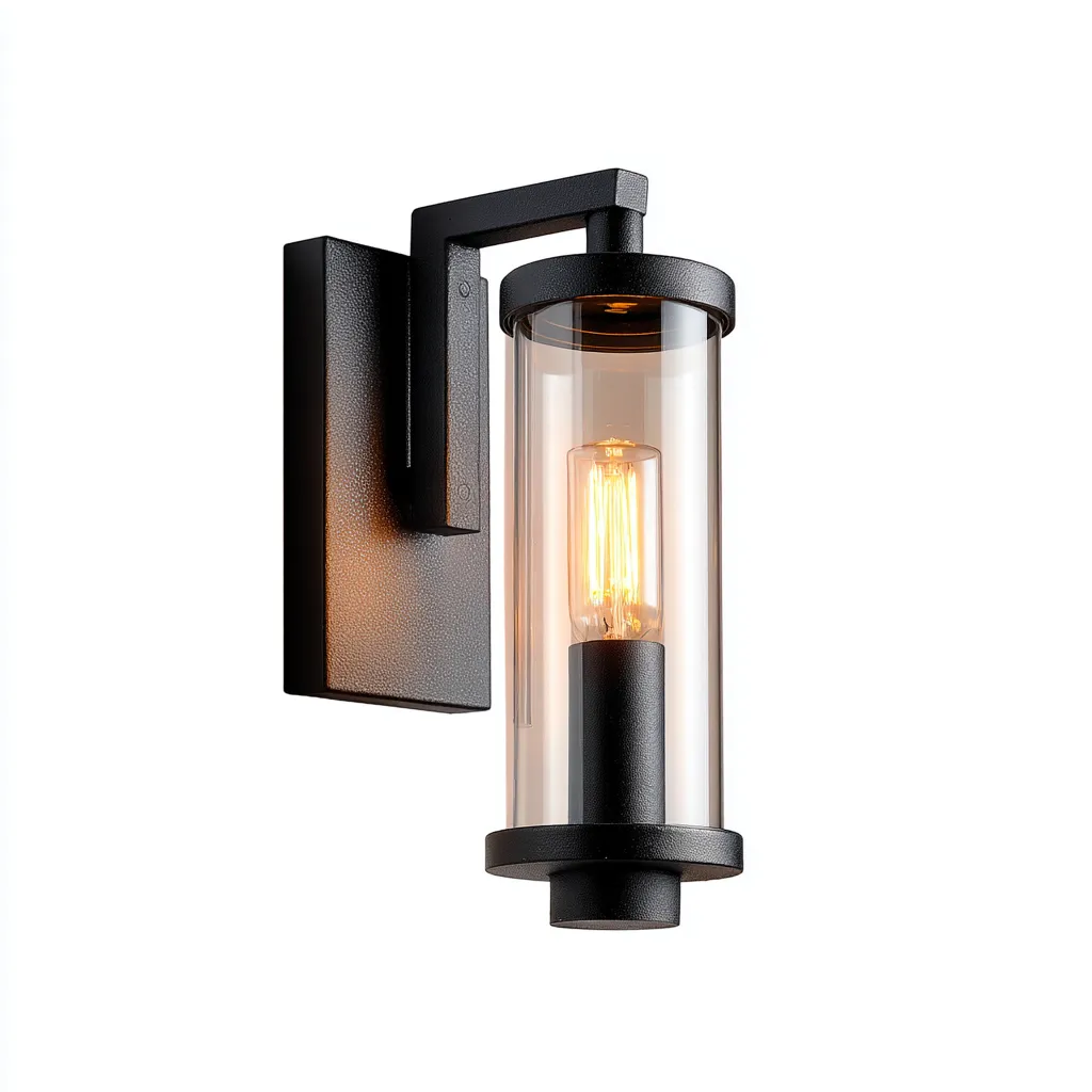 Applique murale Métal-Verre 31x12 cm - Noir-Transparent - Style moderne-Abodearo