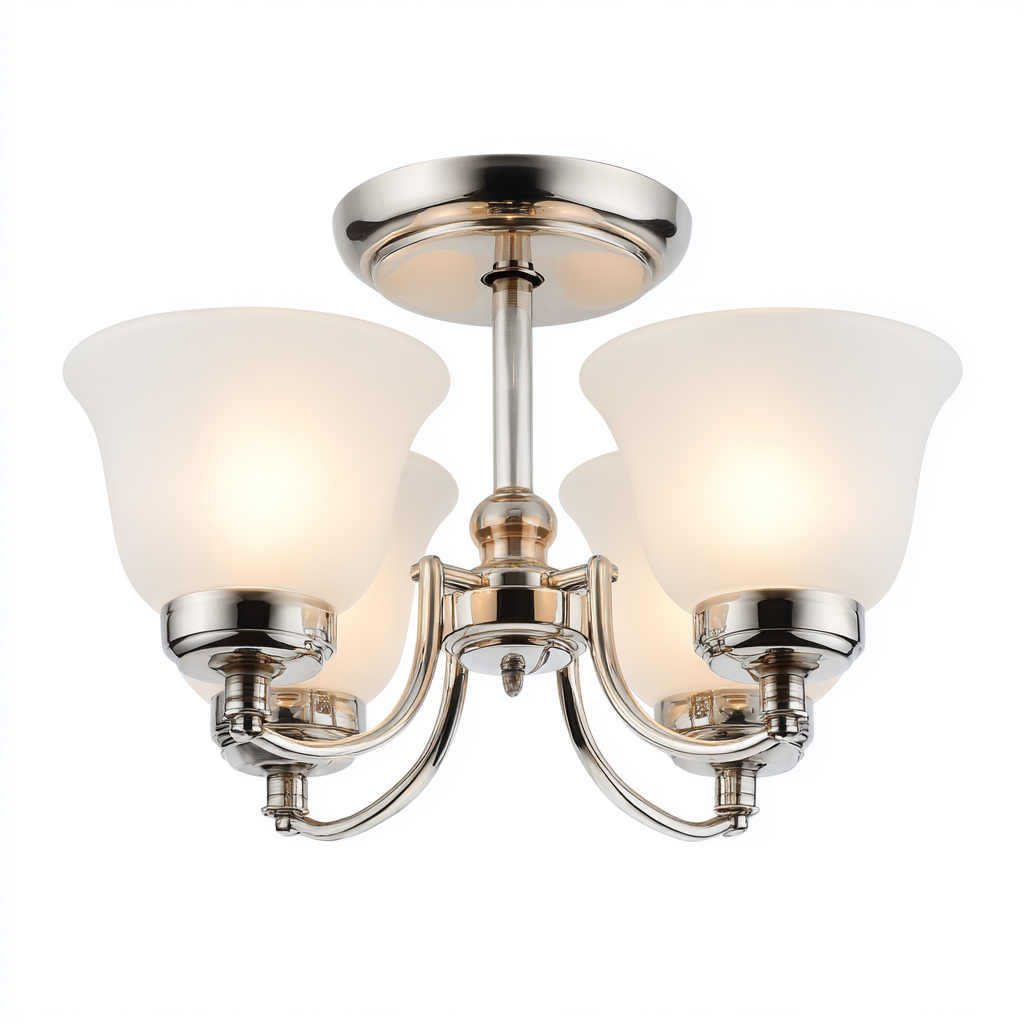 Plafonnier Métal-Verre 48x48x30 cm - Argent-Blanc - Style classique-Abodearo