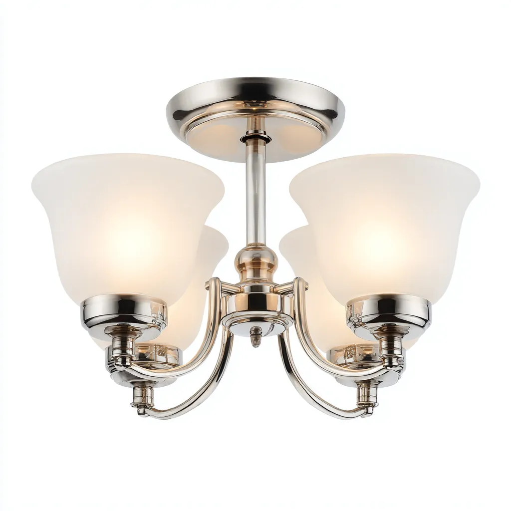 Plafonnier Métal-Verre 48x48x30 cm - Argent-Blanc - Style classique-Abodearo