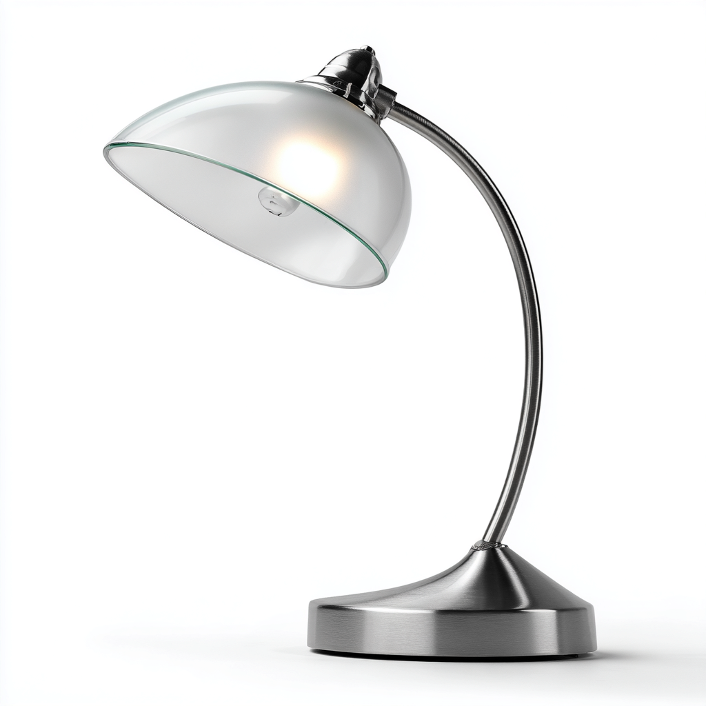 Lampe de table Métal-Verre 28x16 cm - Argent-Transparent - Style moderne-Abodearo