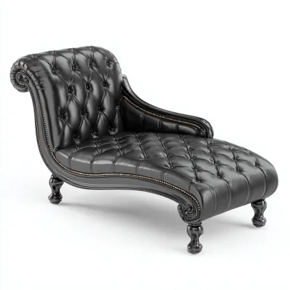 Chaise longue Similicuir 165x75x90 cm - Noir - Style classique capitonné-Abodearo