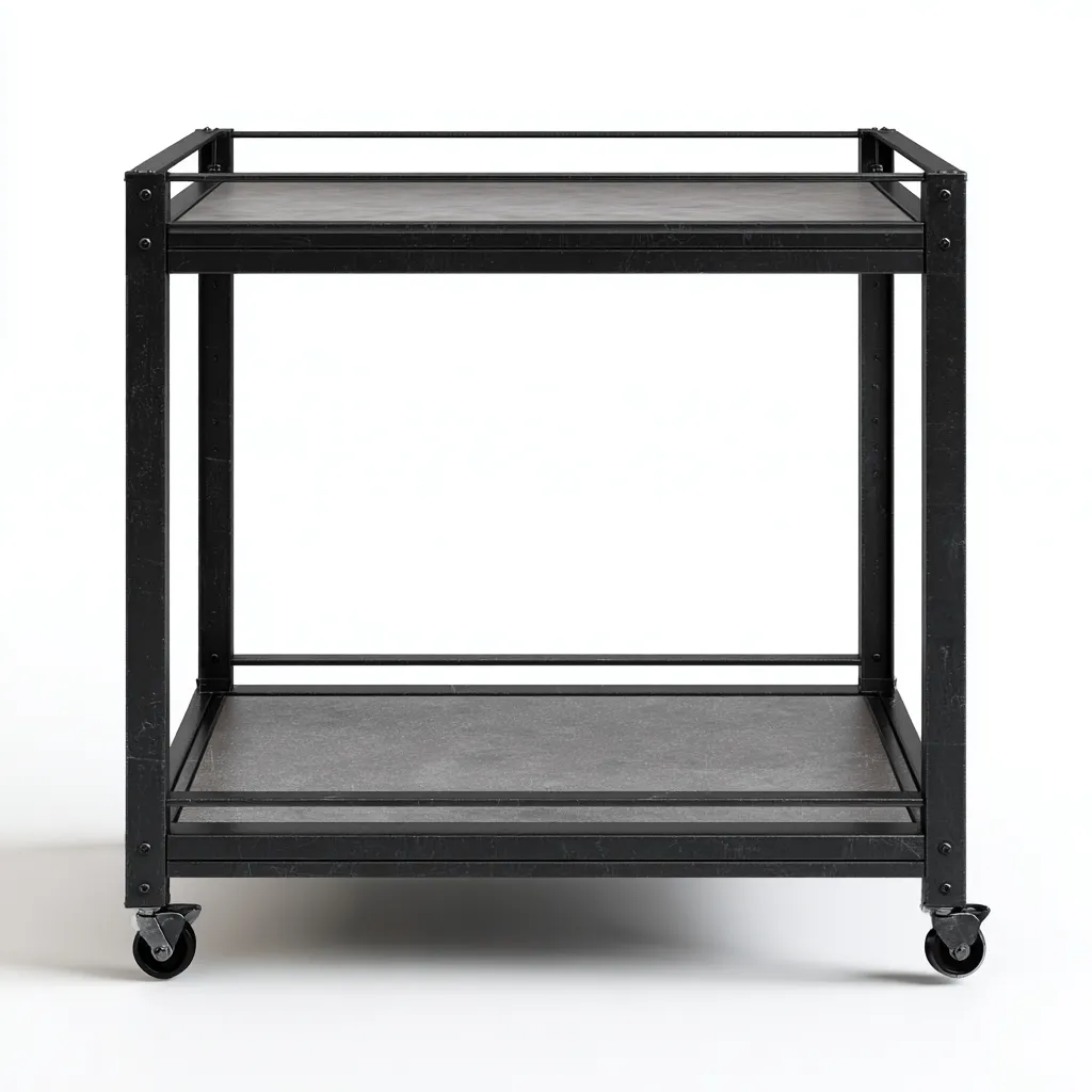 Desserte métal 80x45x85 cm - noir - chariot de rangement à roulettes à deux niveaux-Abodearo