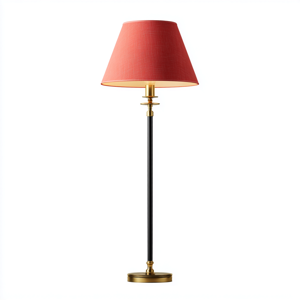 Lampadaire Métal-Tissu 150x30 cm - Rouge-Noir-Or - Style classique-Abodearo