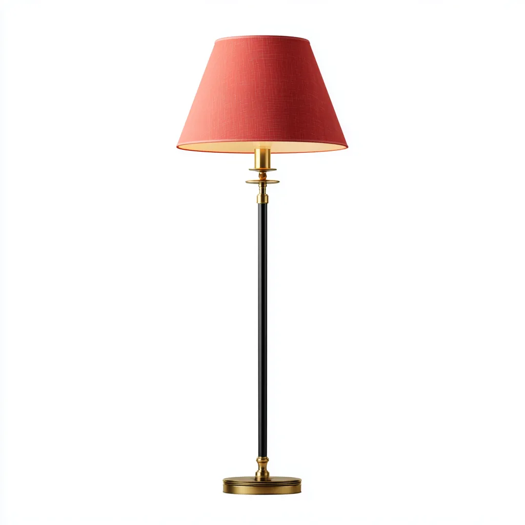 Lampadaire Métal-Tissu 150x30 cm - Rouge-Noir-Or - Style classique-Abodearo