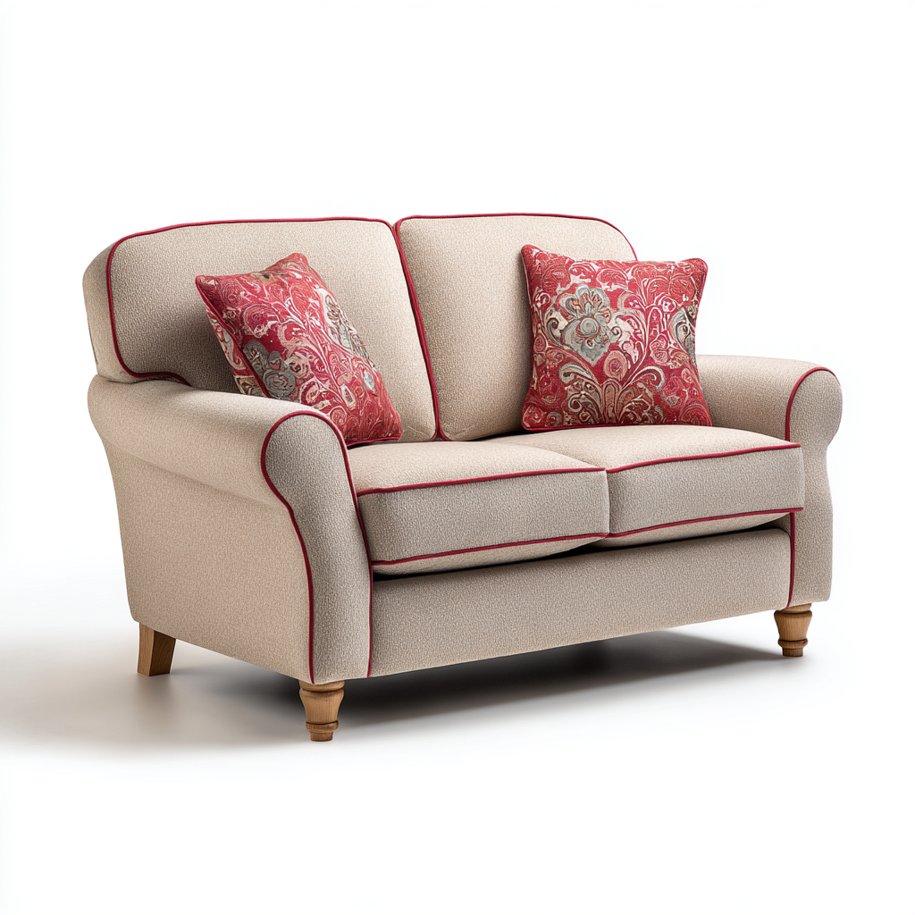 Canapé droit Tissu 135x82x90 cm - BeigeRouge - Style classique-Abodearo