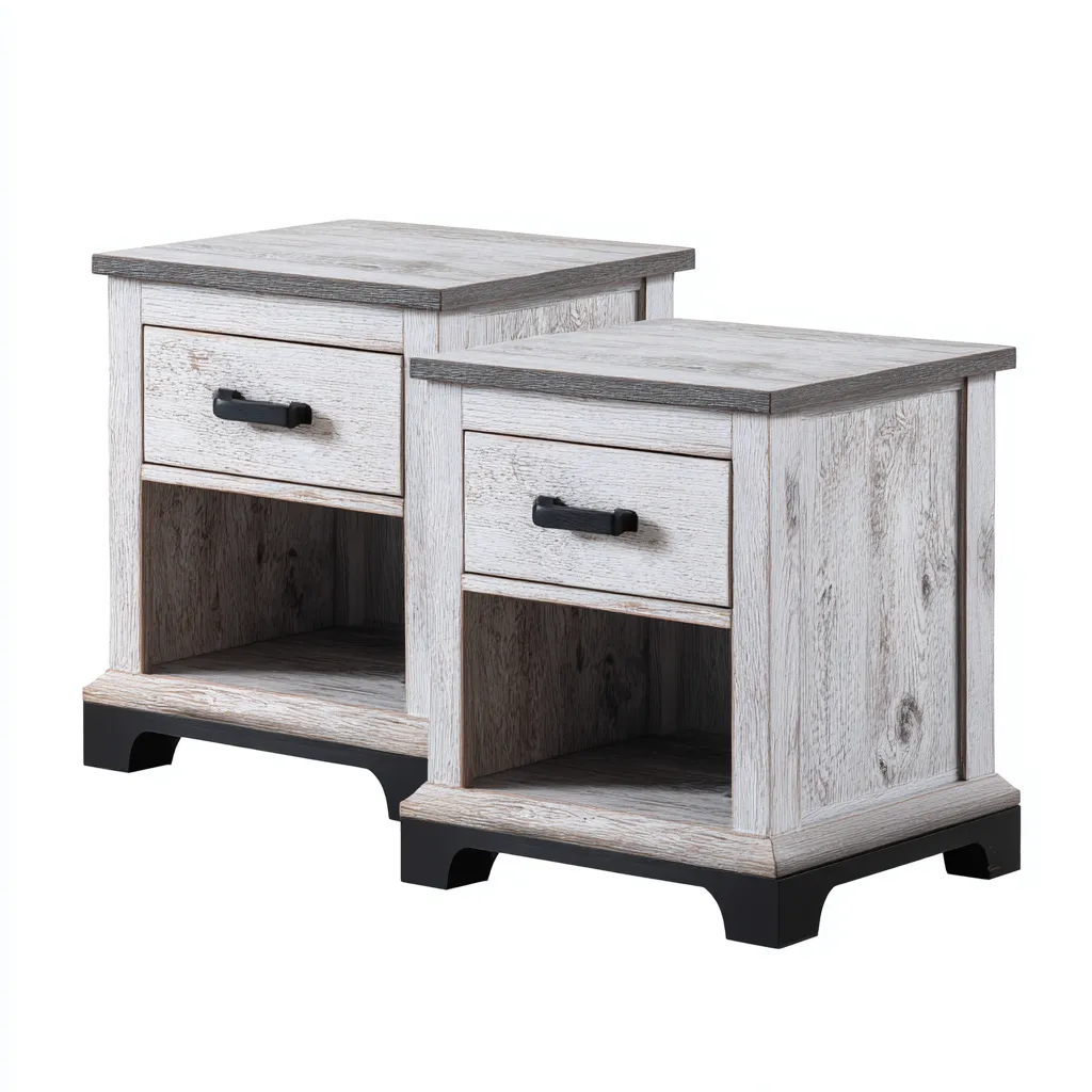 Table de chevet lot de 2 en bois 48x40x55 cm - gris - style moderne pour chambre-Abodearo