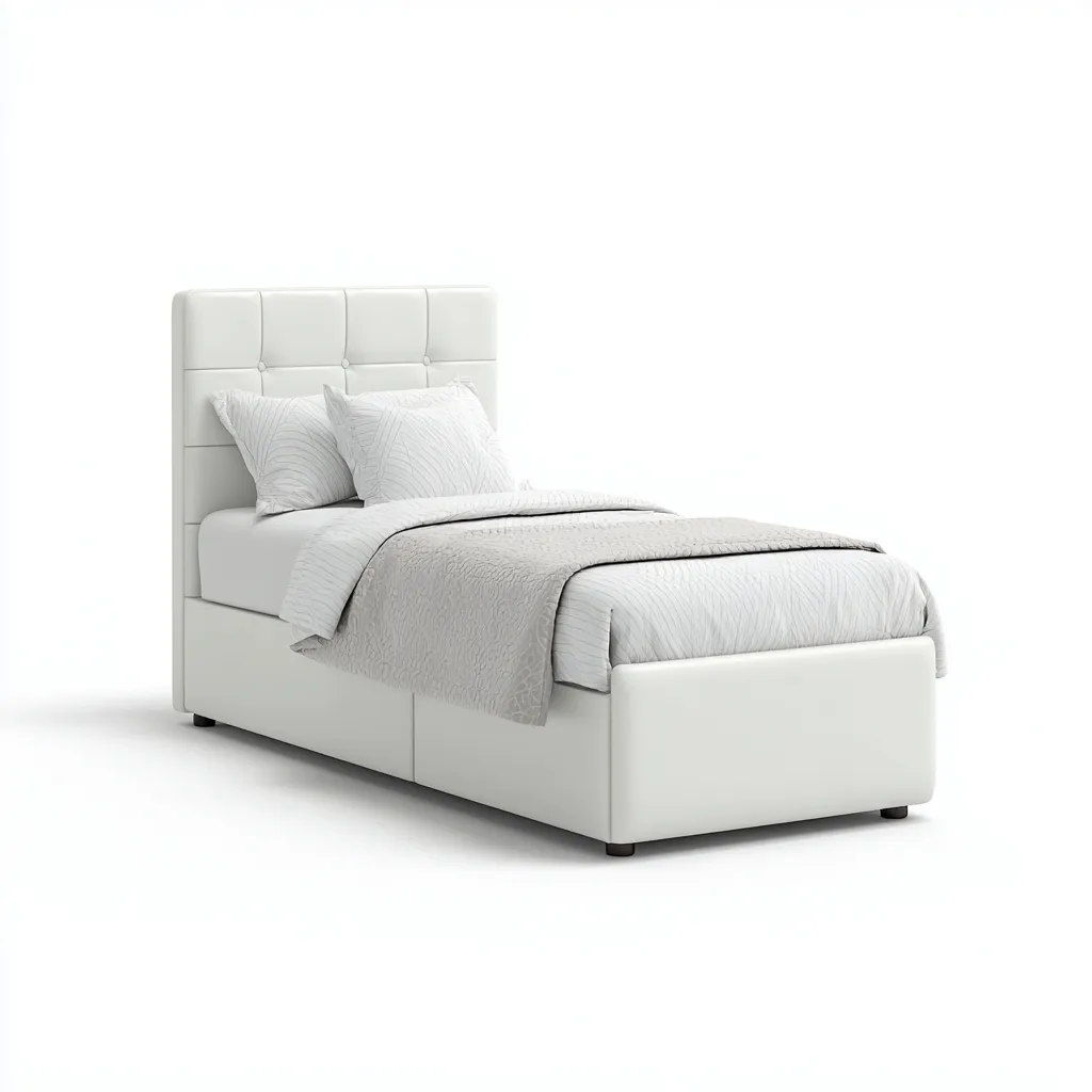 Lit simple revêtement simili cuir avec espace de rangement 195x95x110 cm - blanc - design moderne pour chambre-Abodearo