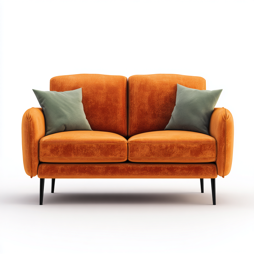 Canapé droit Velours 150x85x85 cm - Orange - Style moderne-Abodearo