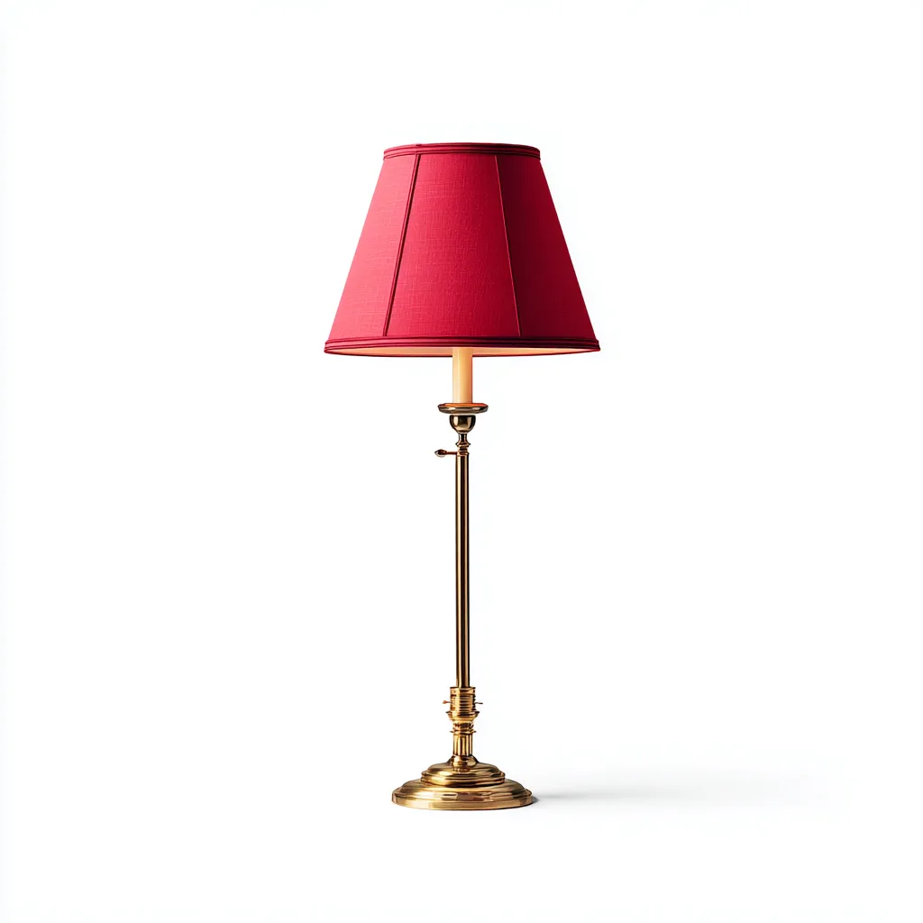 Lampadaire Métal-Tissu 150x28 cm - Rouge-Doré - Style classique-Abodearo