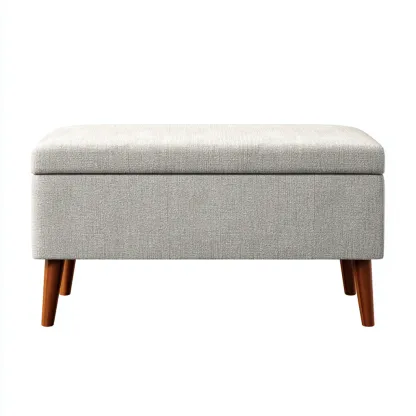 Banc de lit en tissu avec coffre 90x40x45 cm - gris - style moderne pour chambre-Abodearo