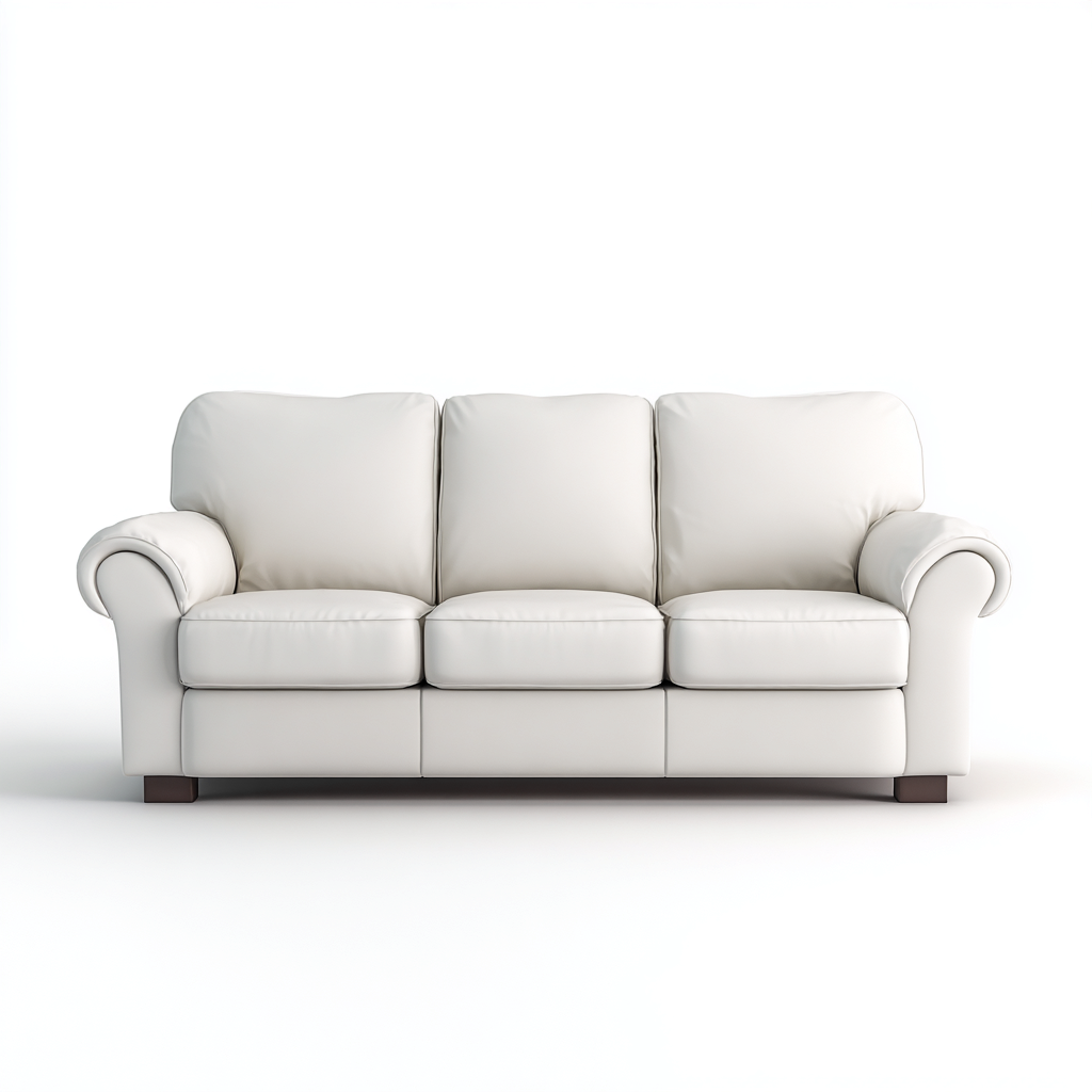 Canapé droit Cuir 210x90x95 cm - Blanc - Style classique-Abodearo