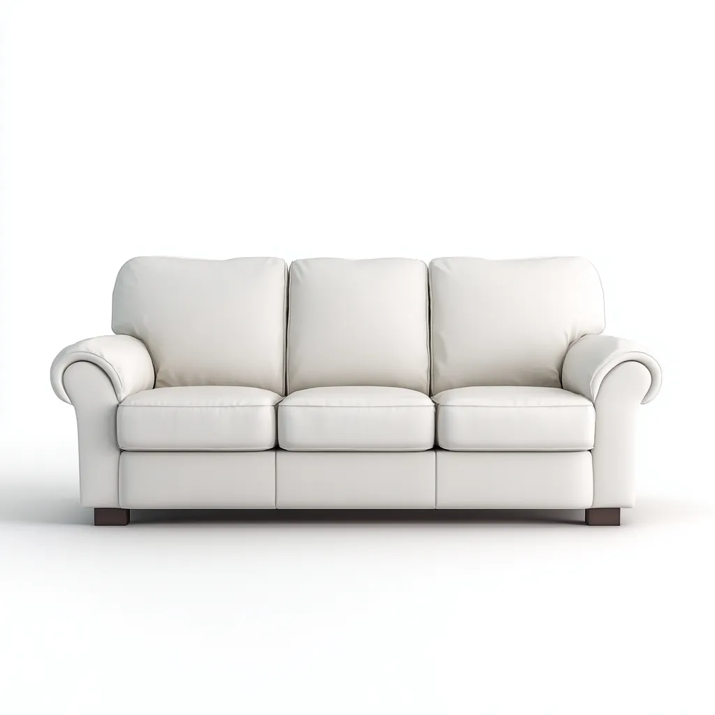 Canapé droit Cuir 210x90x95 cm - Blanc - Style classique-Abodearo
