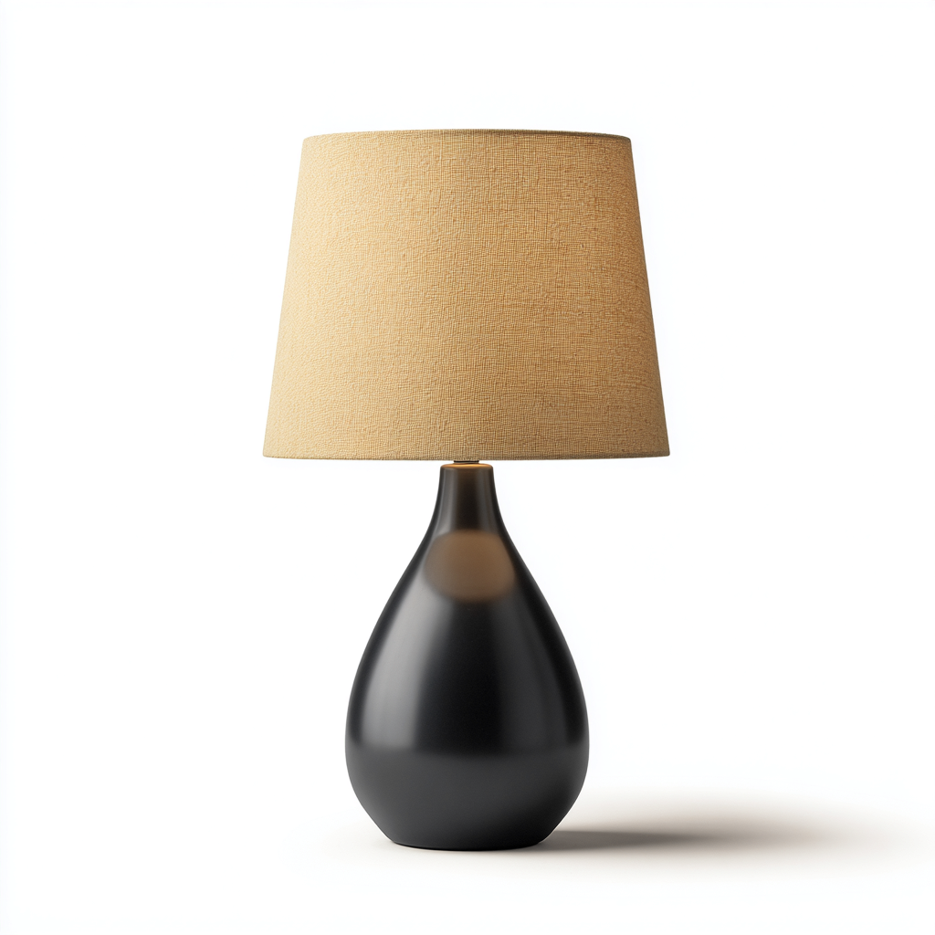 Lampe de table Céramique-Tissu 30x18 cm - Noir-Beige - Style classique-Abodearo
