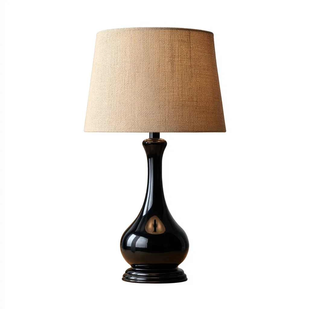 Lampe de table Céramique-Tissu 32x18 cm - Noir-Beige - Style élégant-Abodearo