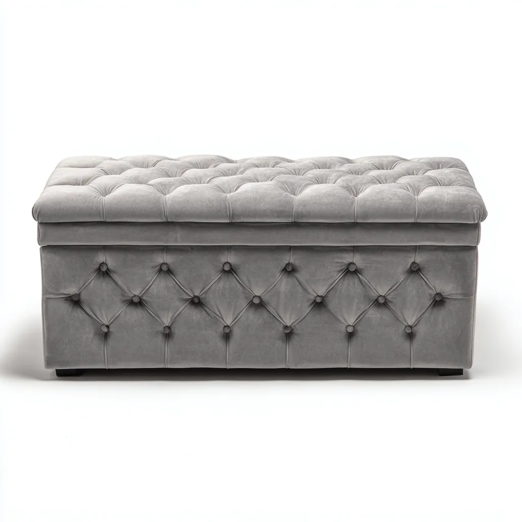 Banc de lit velours capitonné 105x45x46 cm - gris - design classique-Abodearo