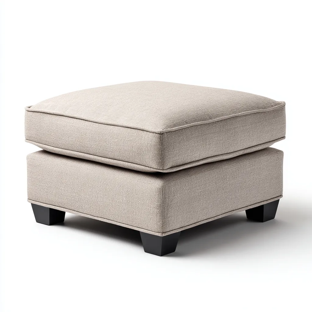 Pouf en tissu avec pieds en bois 45x45x40 cm - beige - design moderne-Abodearo