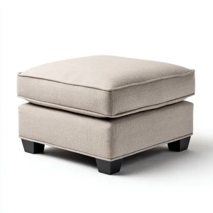 Pouf en tissu avec pieds en bois 45x45x40 cm - beige - design moderne-Abodearo