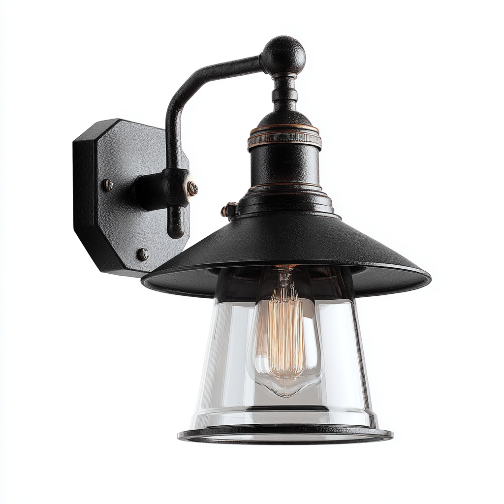 Applique murale Métal-Verre 28x17 cm - Noir-Transparent - Style industriel-Abodearo