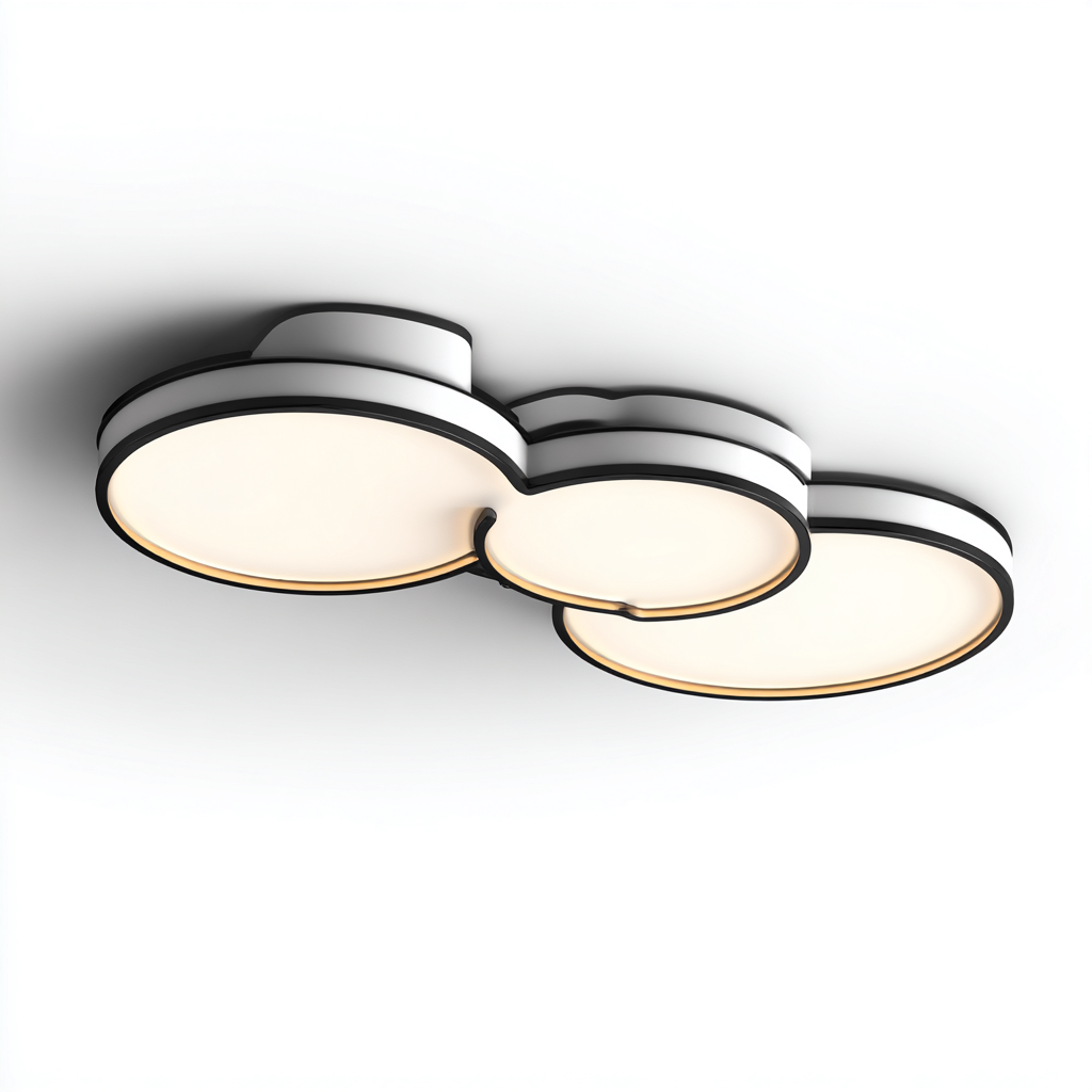 Plafonnier Métal-Plastique 60x40x6 cm - Blanc-Noir - Design moderne-Abodearo