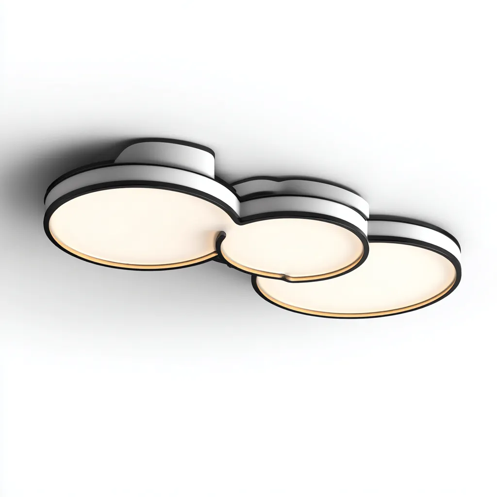 Plafonnier Métal-Plastique 60x40x6 cm - Blanc-Noir - Design moderne-Abodearo