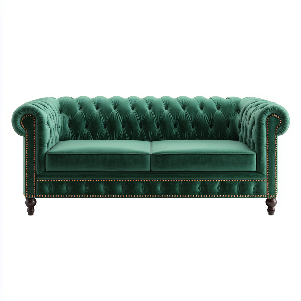 Canapé droit Velours 150x85x80 cm - Vert - Style classique-Abodearo
