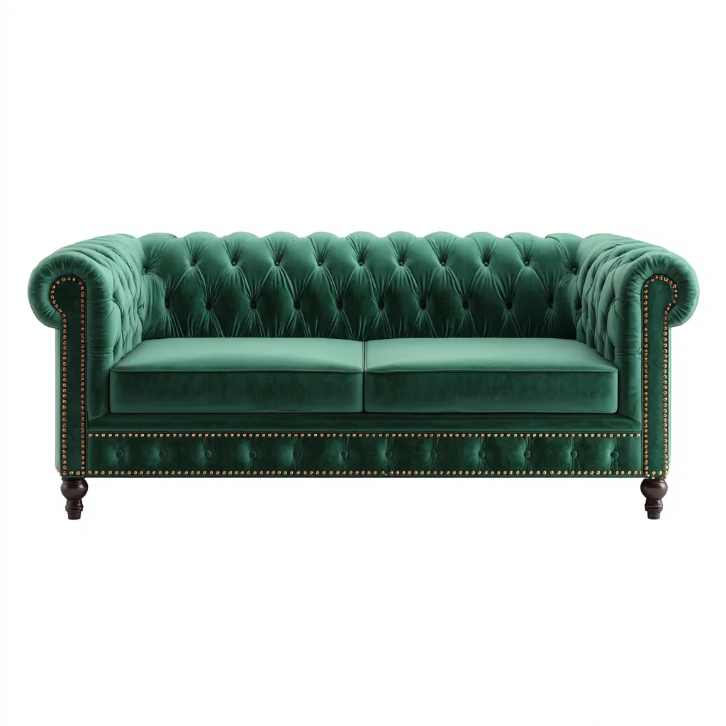 Canapé droit Velours 150x85x80 cm - Vert - Style classique-Abodearo