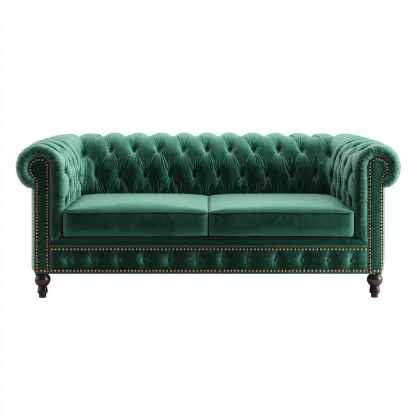 Canapé droit Velours 150x85x80 cm - Vert - Style classique-Abodearo