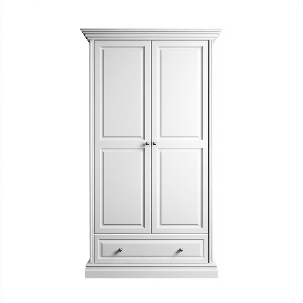 Armoire en panneaux bois 178x62x208 cm - blanc - style classique pour chambre-Abodearo
