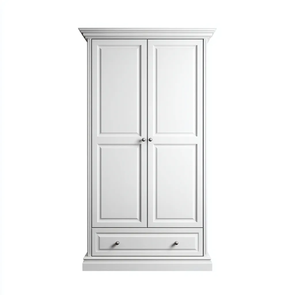 Armoire en panneaux bois 178x62x208 cm - blanc - style classique pour chambre-Abodearo
