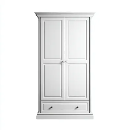 Armoire en panneaux bois 178x62x208 cm - blanc - style classique pour chambre-Abodearo