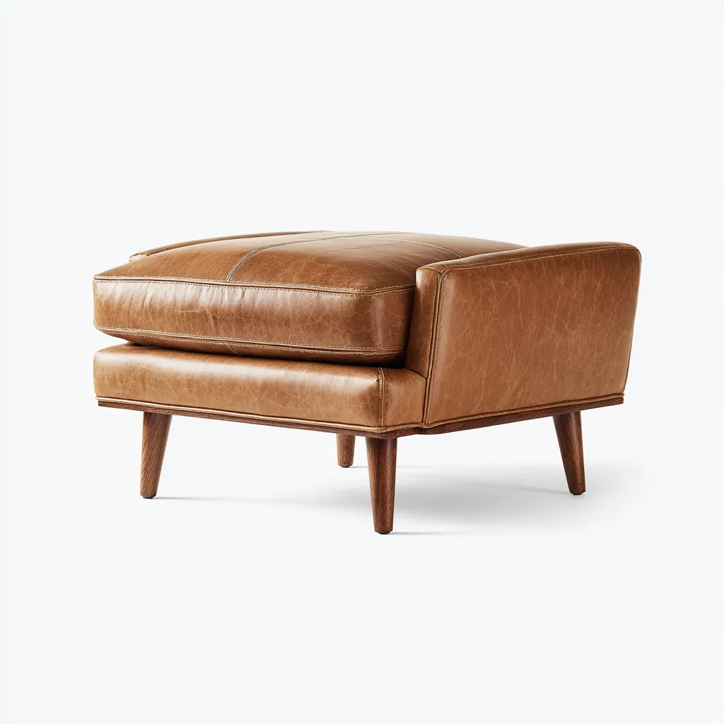 Pouf cuir rembourré 78x60x45 cm - marron - design moderne-Abodearo