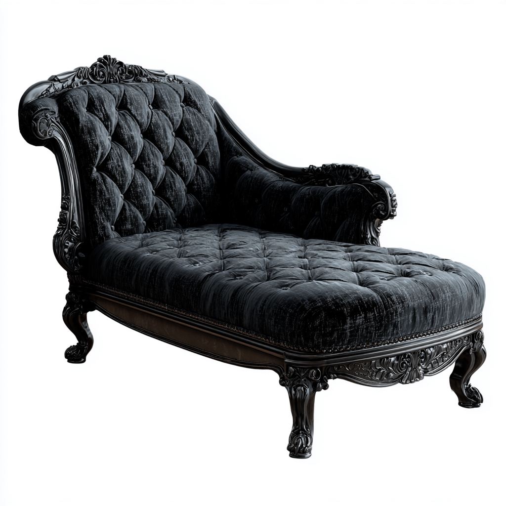 Chaise longue velours sculpté 192x90x105 cm - noir - style classique élégant-Abodearo
