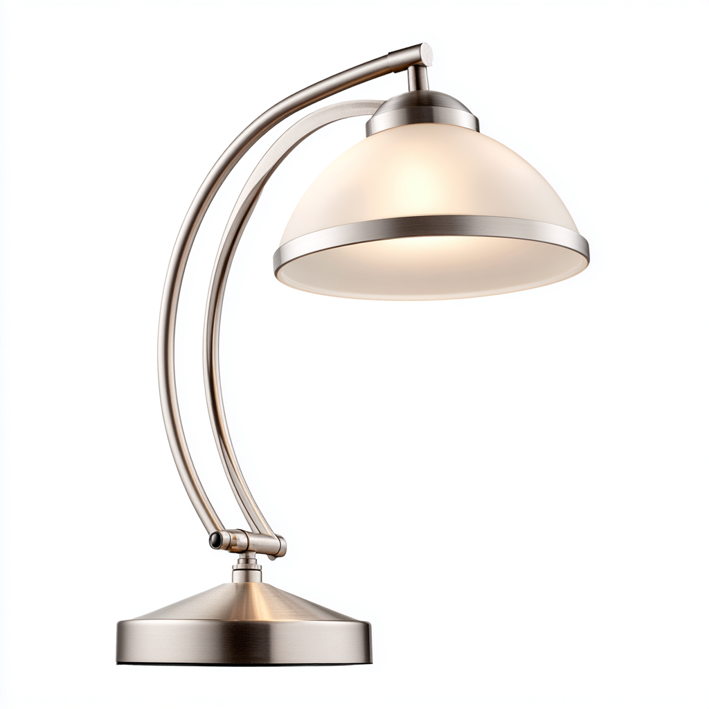 Lampe de table Métal-Verre 30x18 cm - Argent-Blanc - Style moderne-Abodearo