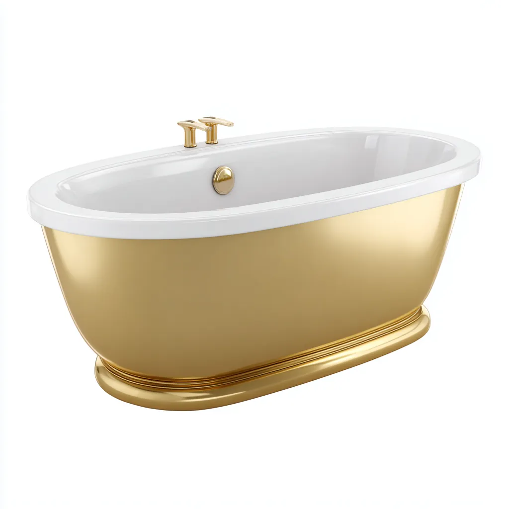 Baignoire Acrylique 170x75x60 cm - Blanc-Or - Design luxueux-Abodearo