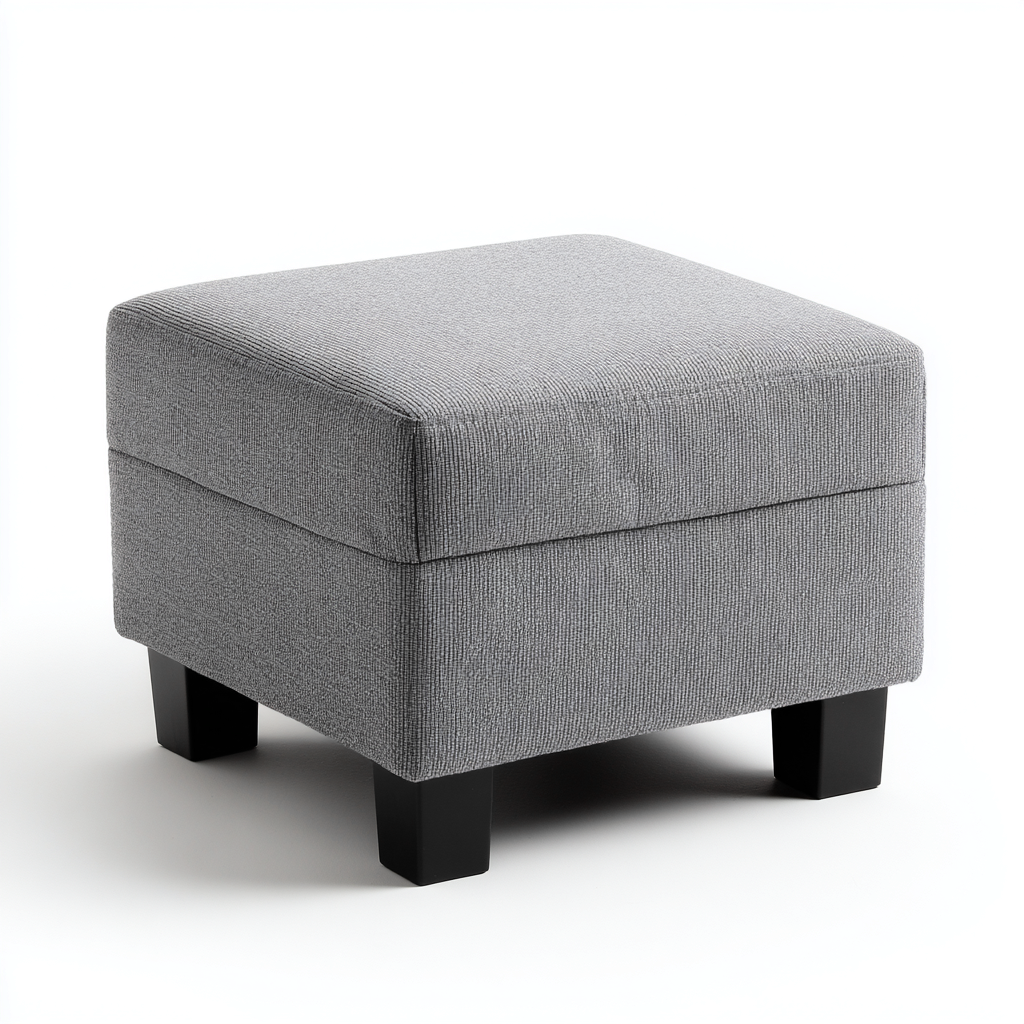 Pouf en tissu avec base en bois 40x40x40 cm - gris - design moderne-Abodearo