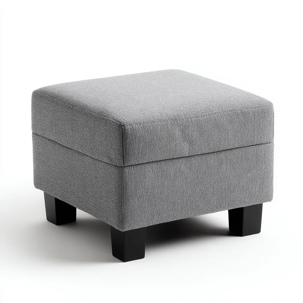 Pouf en tissu avec base en bois 40x40x40 cm - gris - design moderne-Abodearo
