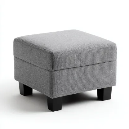 Pouf en tissu avec base en bois 40x40x40 cm - gris - design moderne-Abodearo