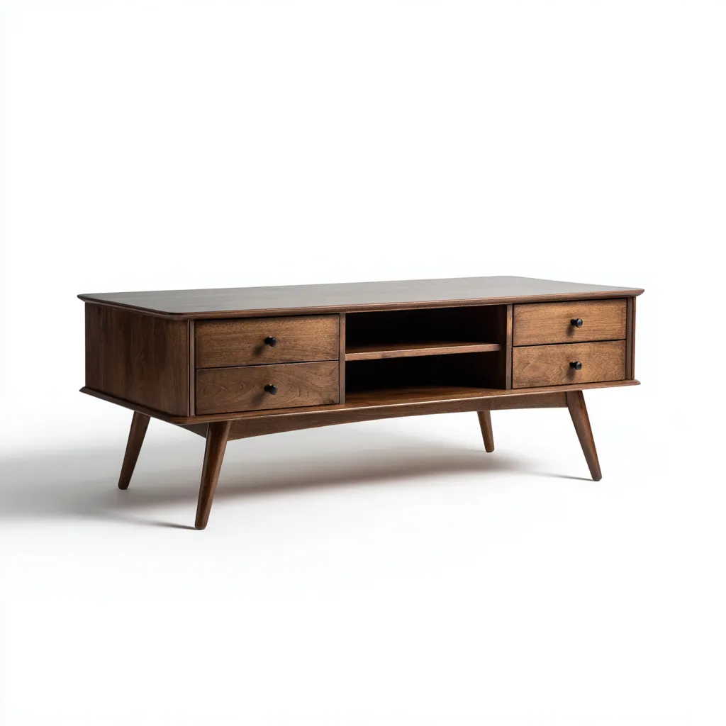 Meuble TV en bois 120x40x50 cm - brun - style rétro-Abodearo