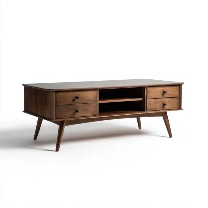 Meuble TV en bois 120x40x50 cm - brun - style rétro-Abodearo