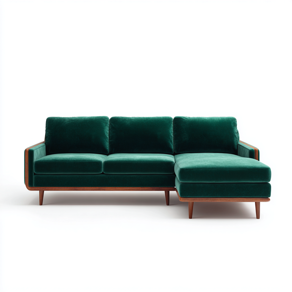 Canapé d'angle Velours 268x158x84 cm - Vert - Style moderne-Abodearo