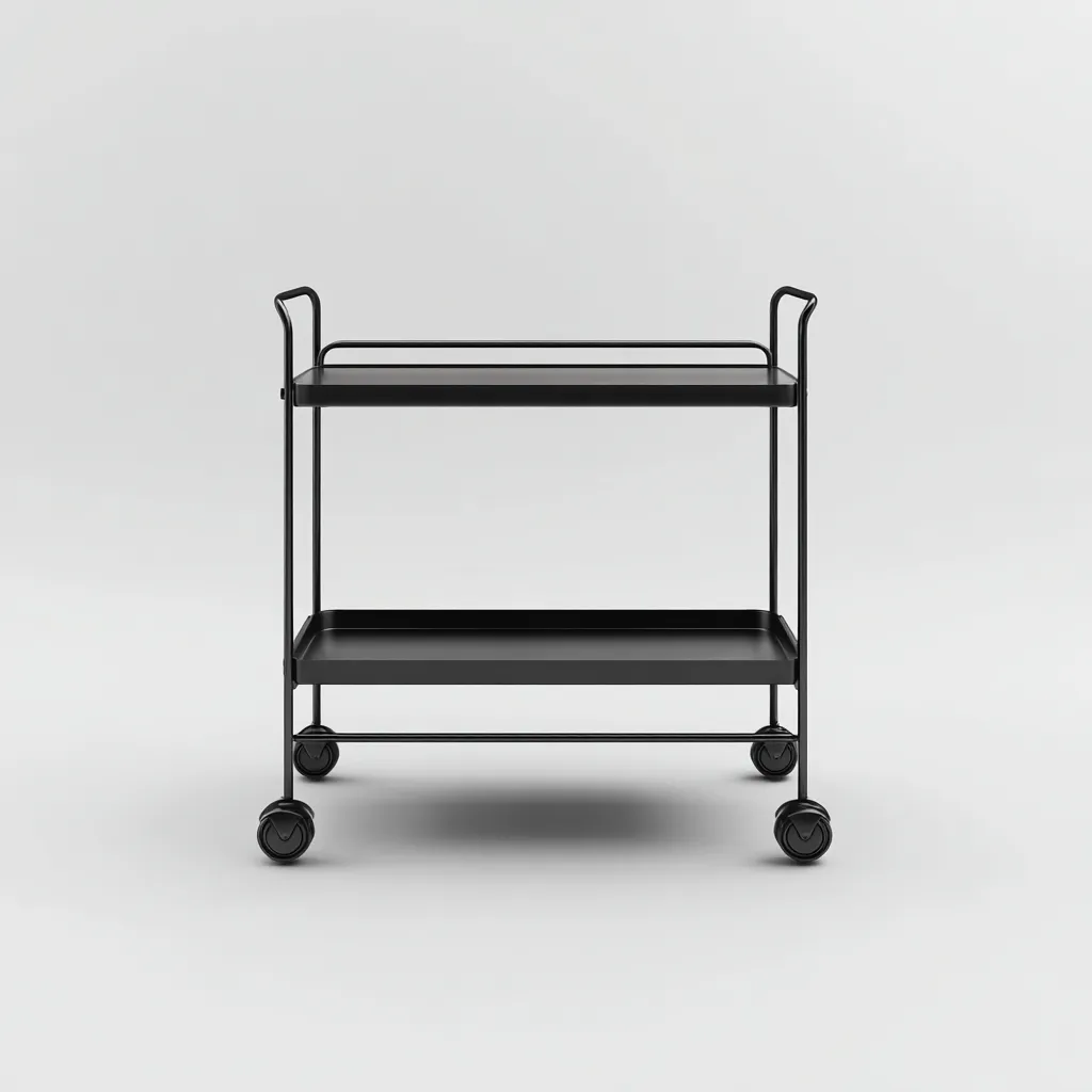 Desserte métal 70x40x85 cm - noir - chariot de service moderne-Abodearo