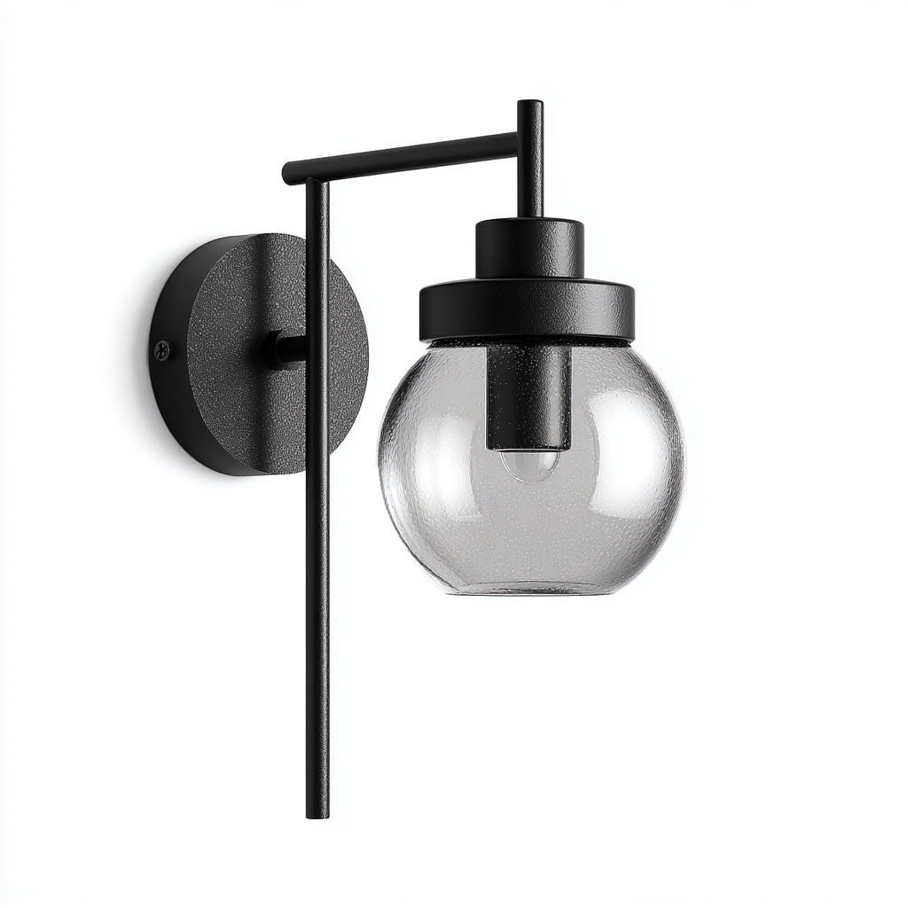 Applique murale Métal-Verre 25x14 cm - Noir-Transparent - Style moderne-Abodearo