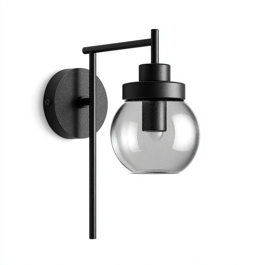 Applique murale Métal-Verre 25x14 cm - Noir-Transparent - Style moderne-Abodearo