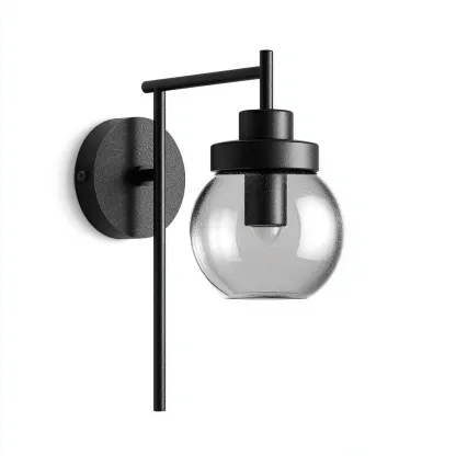 Applique murale Métal-Verre 25x14 cm - Noir-Transparent - Style moderne-Abodearo