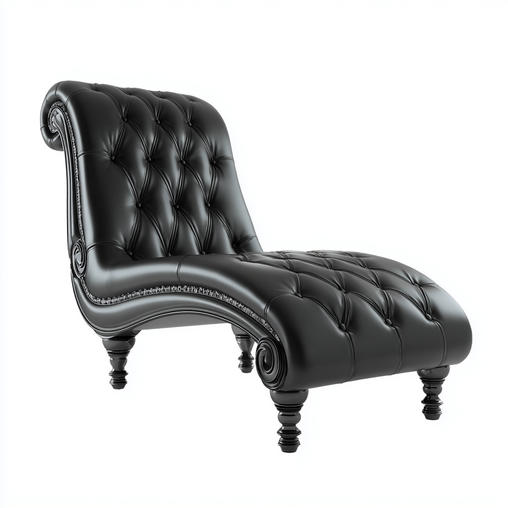 Chaise longue Similicuir 165x75x90 cm - Noir - Style classique capitonné-Abodearo