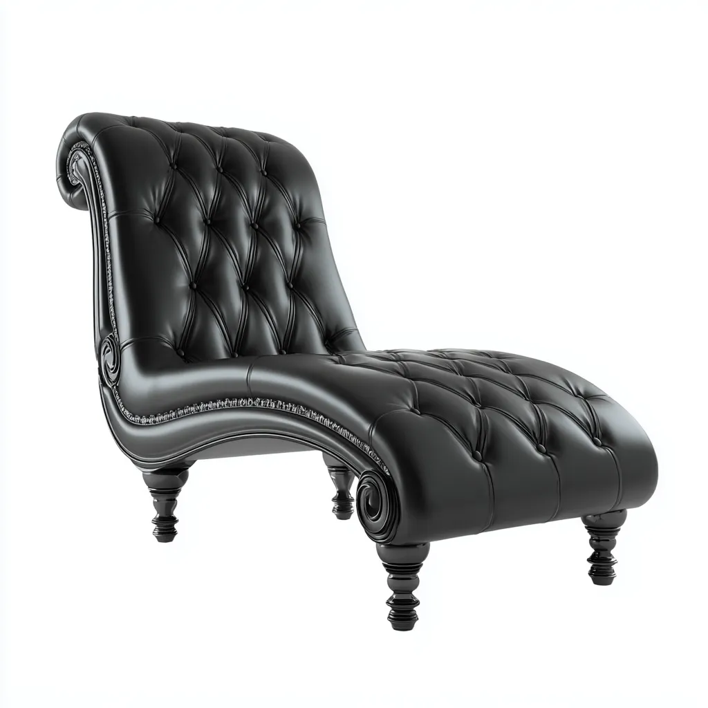 Chaise longue Similicuir 165x75x90 cm - Noir - Style classique capitonné-Abodearo