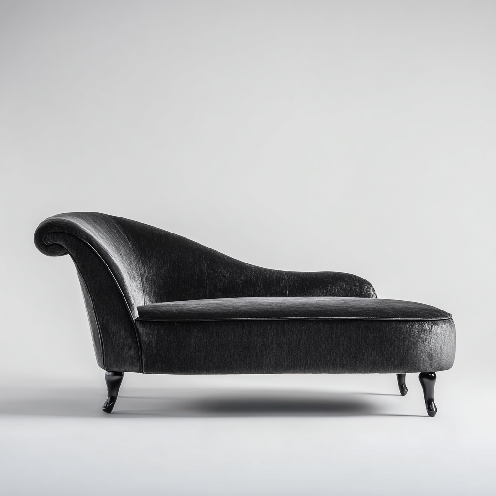 Chaise longue Velours 185x70x90 cm - Noir - Style classique-Abodearo