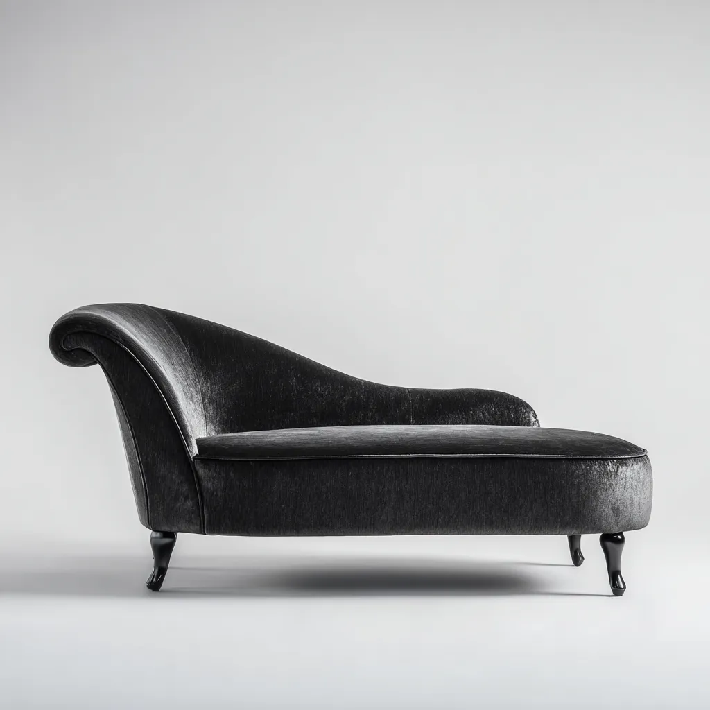 Chaise longue Velours 185x70x90 cm - Noir - Style classique-Abodearo